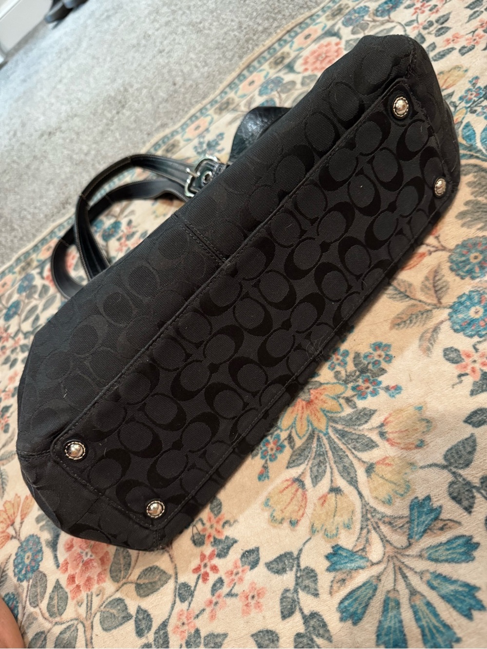 Coach Black Signature Jacquard Shoulder Tote - Picture 11 of 12